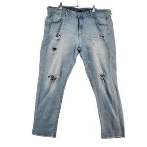 Mossimo Jeans Women's Destroyed Boyfriend Cut off at ankles Blue W42